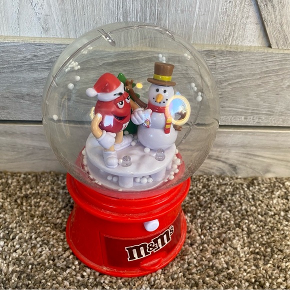 M&M's Musical Lights Snow Globe With Red Character And Frosty Snowman Waterless - Picture 7 of 13